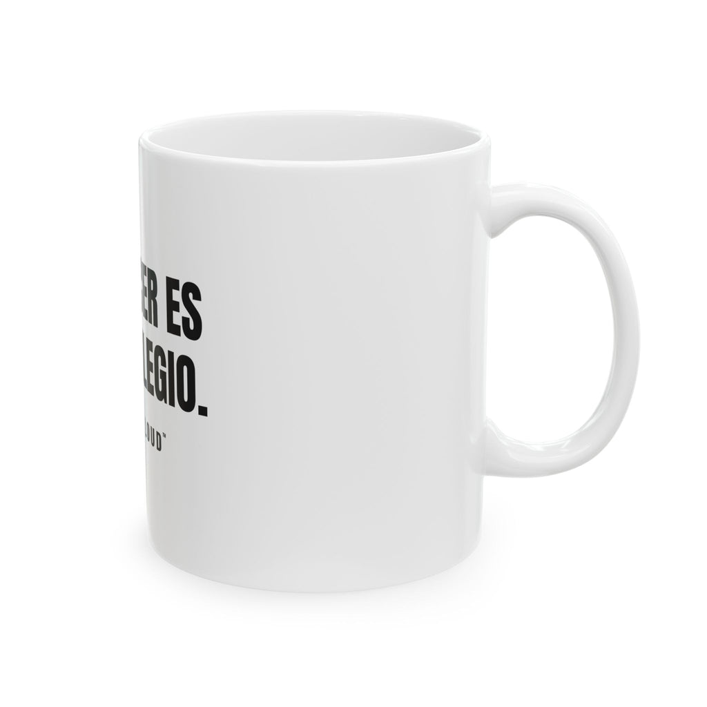 Envejecer Es un Privilegio White Mug — Gray Out Loud (Spanish)