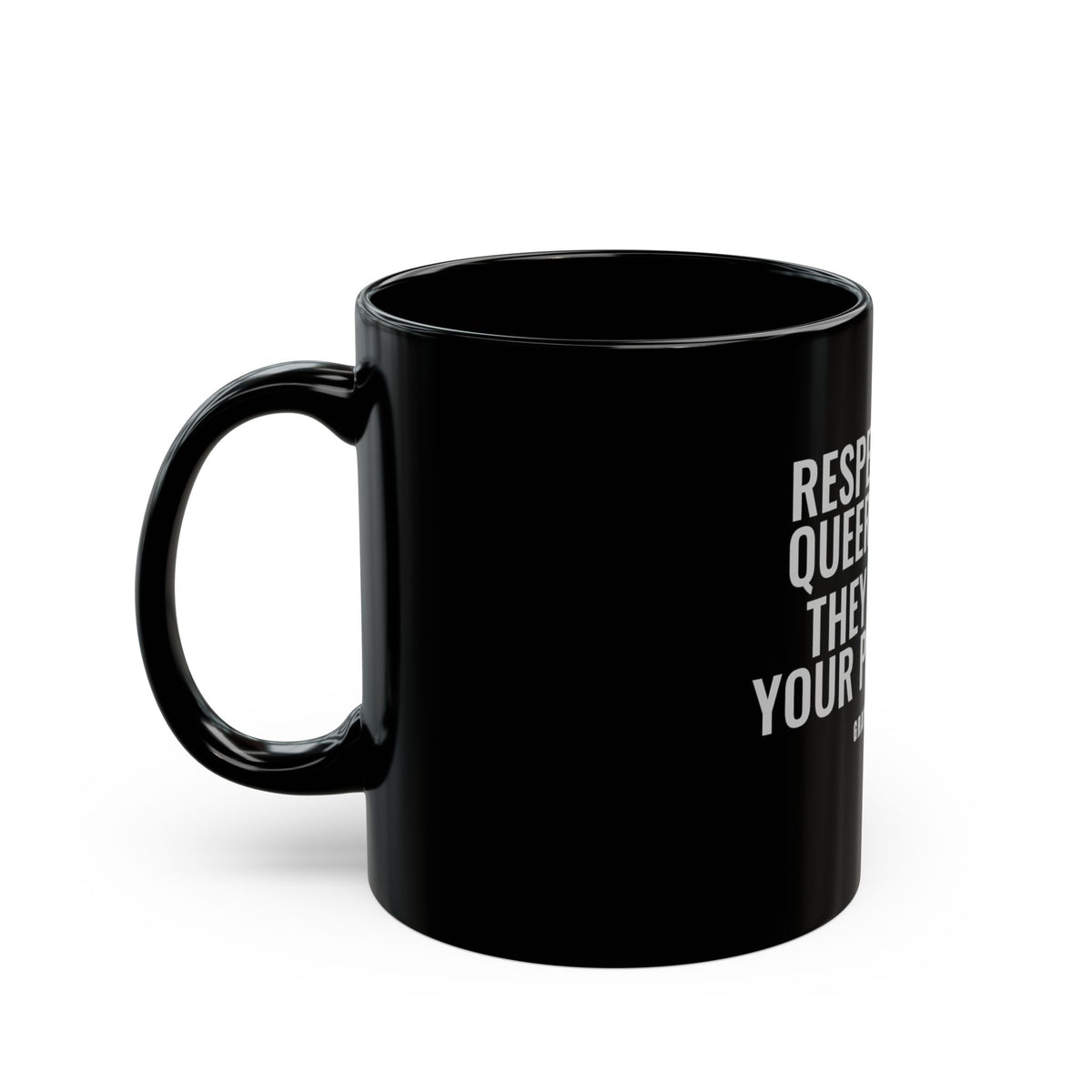 Respect Your Queer Elders Black Mug — Gray Out Loud